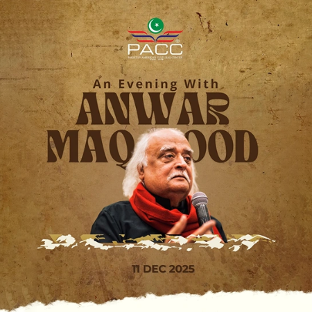 PACC organized an exclusive talk with Anwar Maqsood, the legendary writer, satirist, and intellectual known for his sharp wit and timeless contributions to literature, television, and theatre.